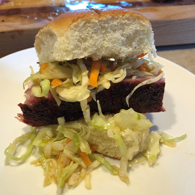 pork belly with Asian slaw